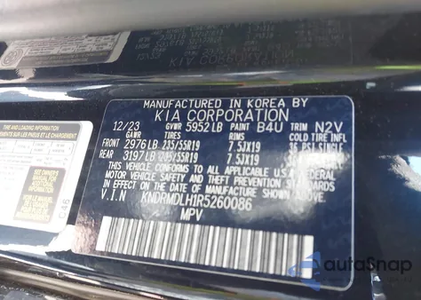 2024 Kia Sorento Sx Prestige from USA, damaged, VIN KNDRMDLH1R5260086